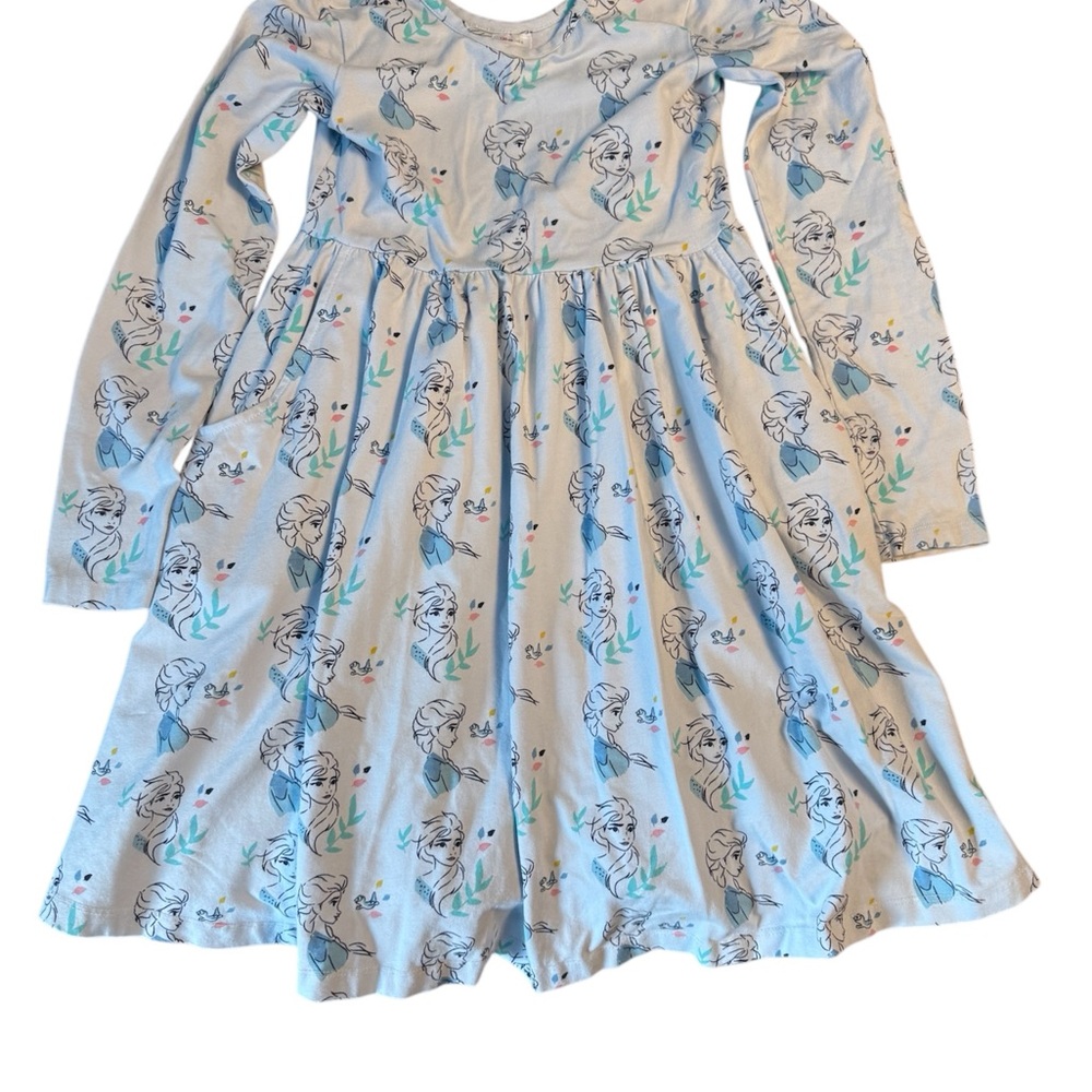 Blue Long Sleeve Dress with Frozen Print